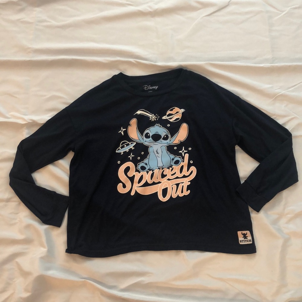Disney Stitch Pajama Top—Size Medium (8-10)—Navy
